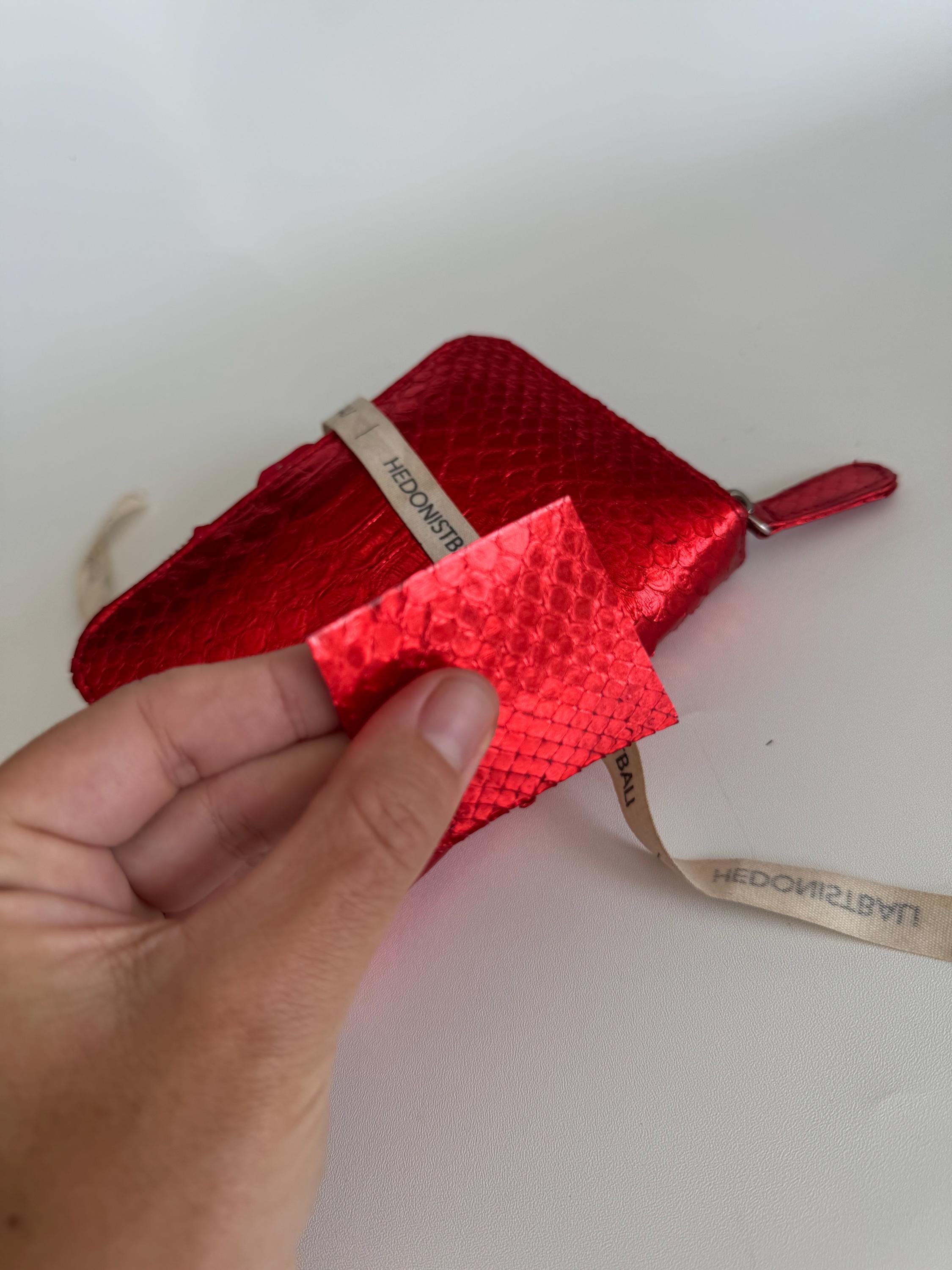 Genuine Python Skin Wallet — Red Foil
