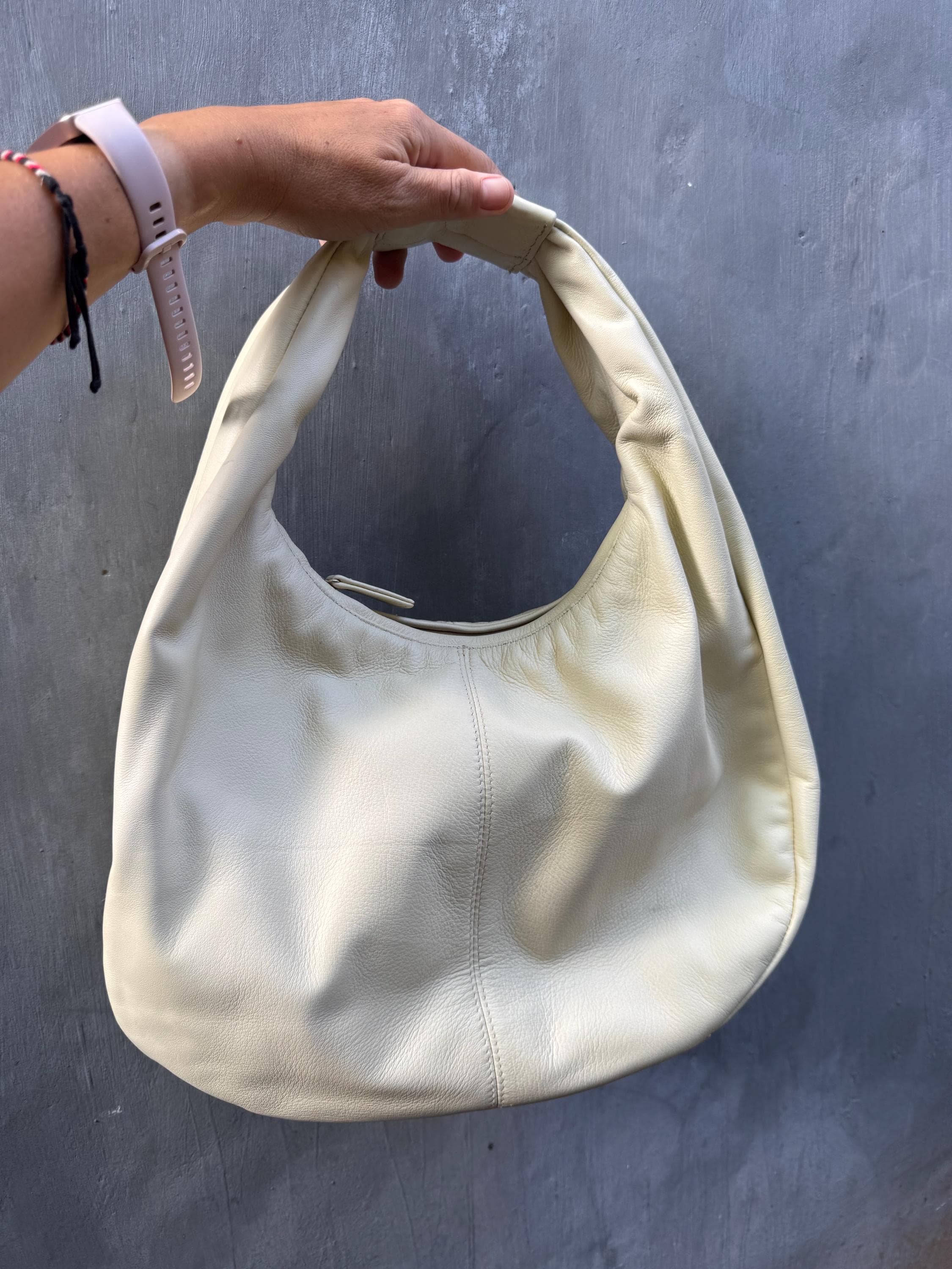 Small Soft Hobo Classy Sport Woman Bag | Purse Genuine Lamb Skin | Hansmade bags | Butter Yellow Elegant Leather Designer Soft Bag