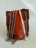 Genuine Python Skin Bucket Bag — Orange