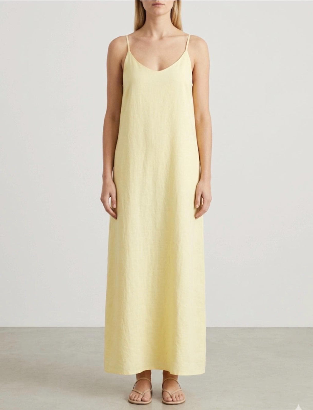 Butter Yellow Linen Maxi Dress, Backless Linen Dress, Loose Fit Summer Dress, Beach to Dinner Dress, Open Back Vacation Dress — White