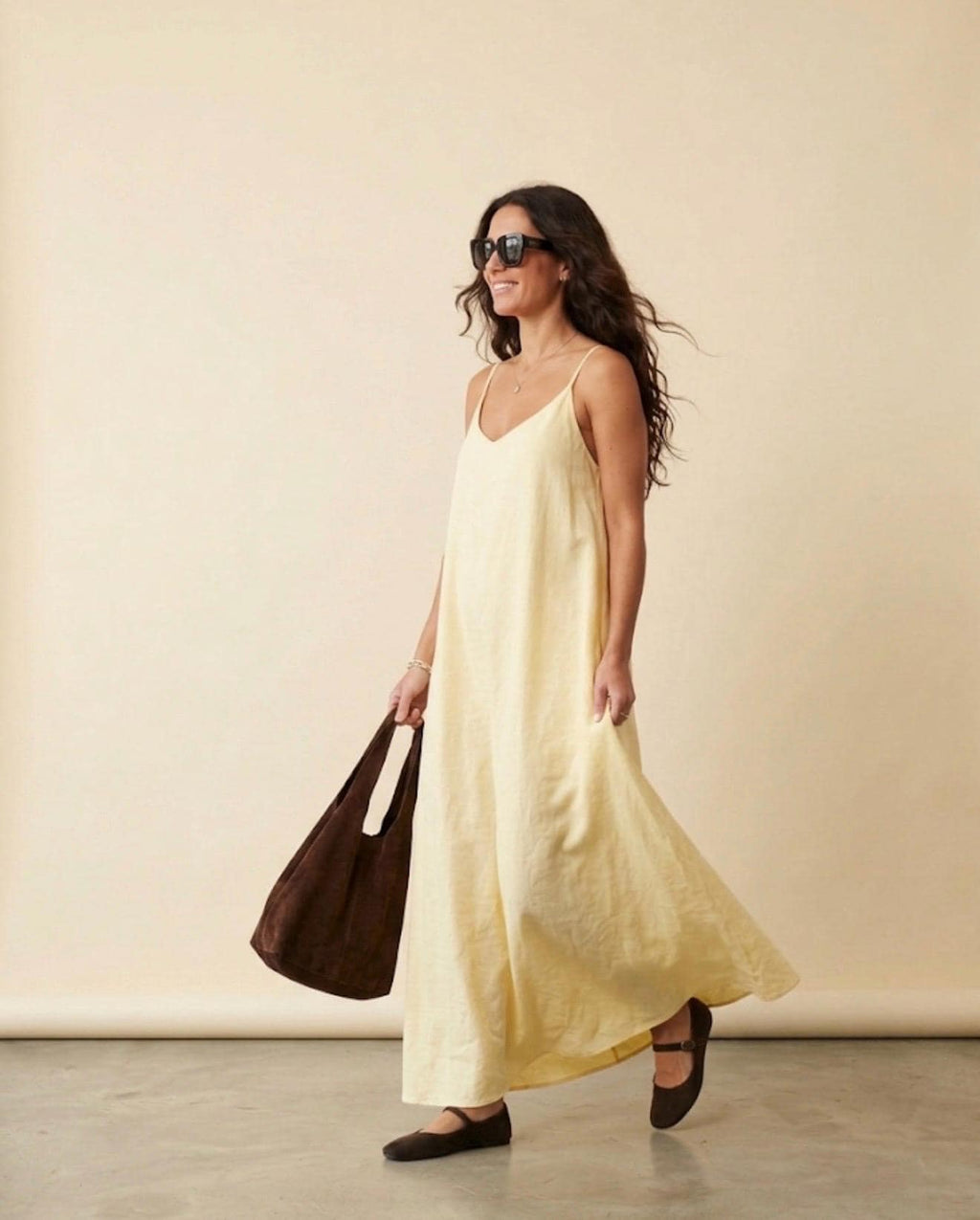 Butter Yellow Linen Maxi Dress, Backless Linen Dress, Loose Fit Summer Dress, Beach to Dinner Dress, Open Back Vacation Dress — White