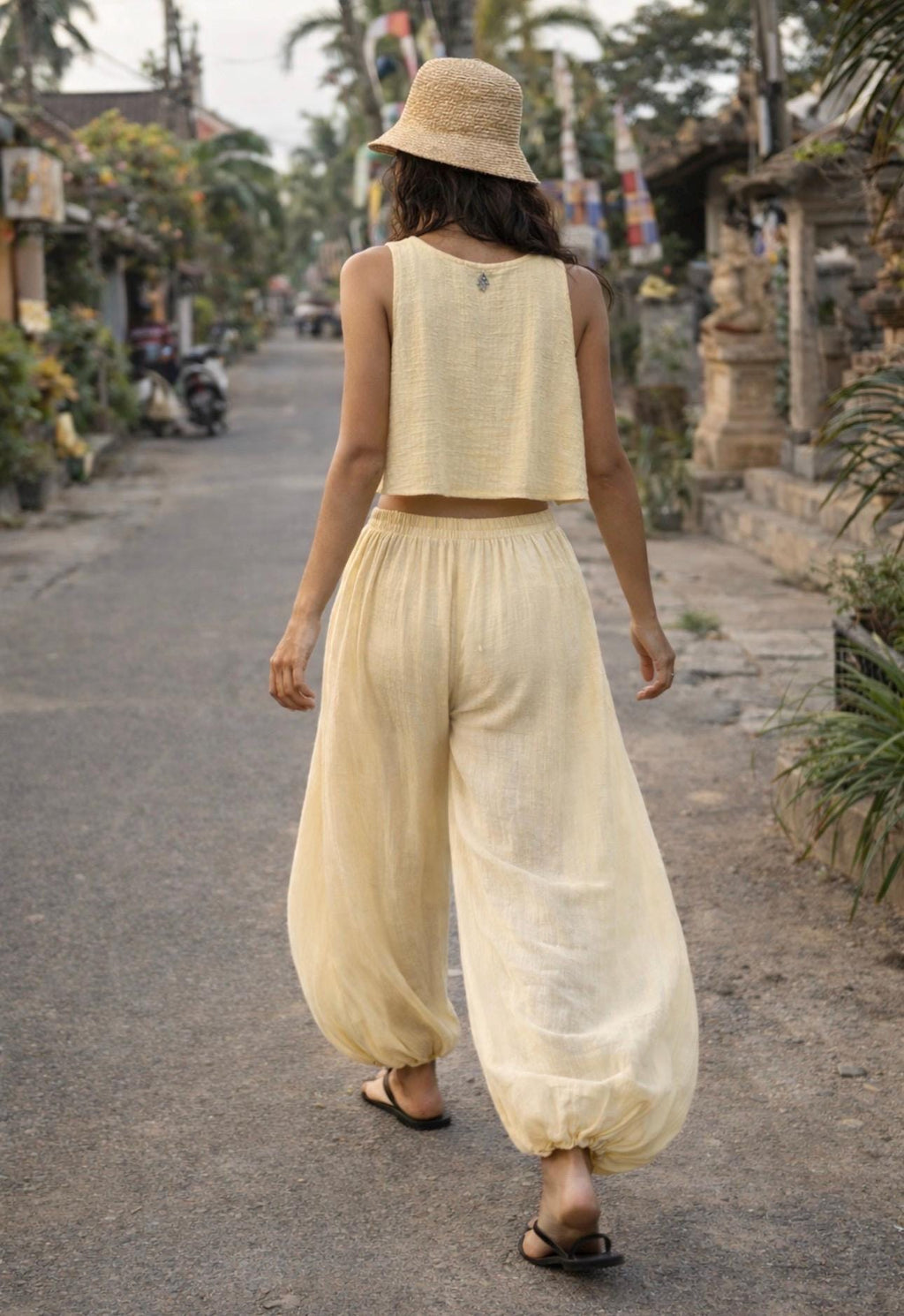 Cotton Harem Pants Set — Butter Yellow