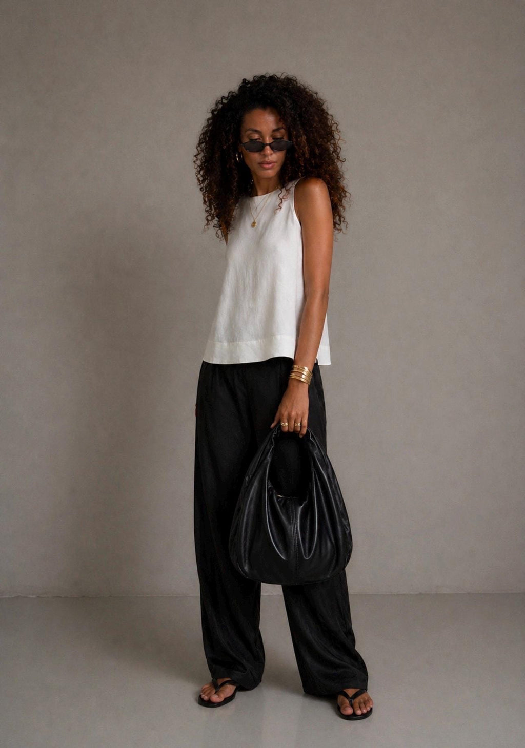 Small Soft Hobo Classy Sport Woman Bag — Black
