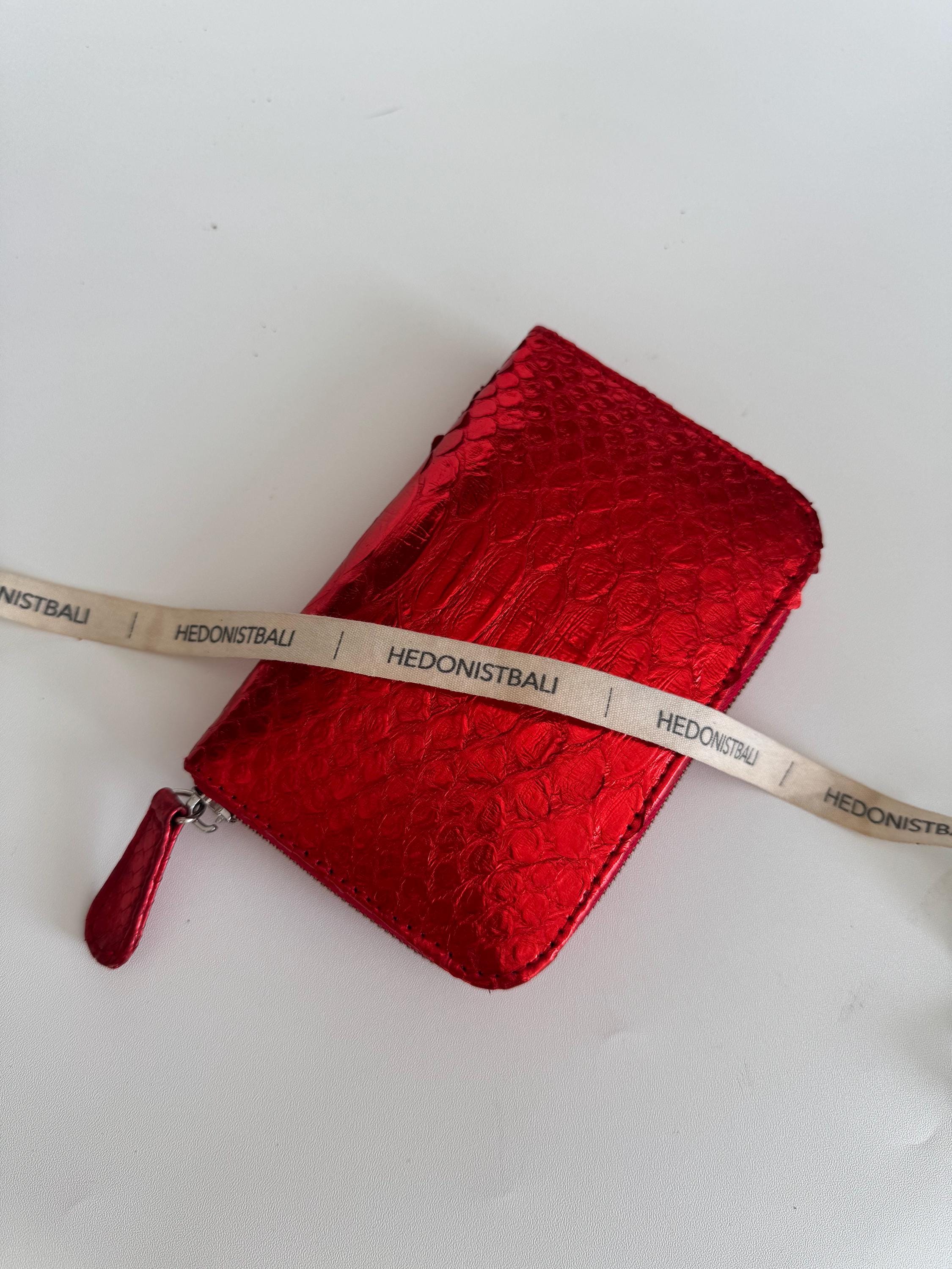 Genuine python skin red foil wallet