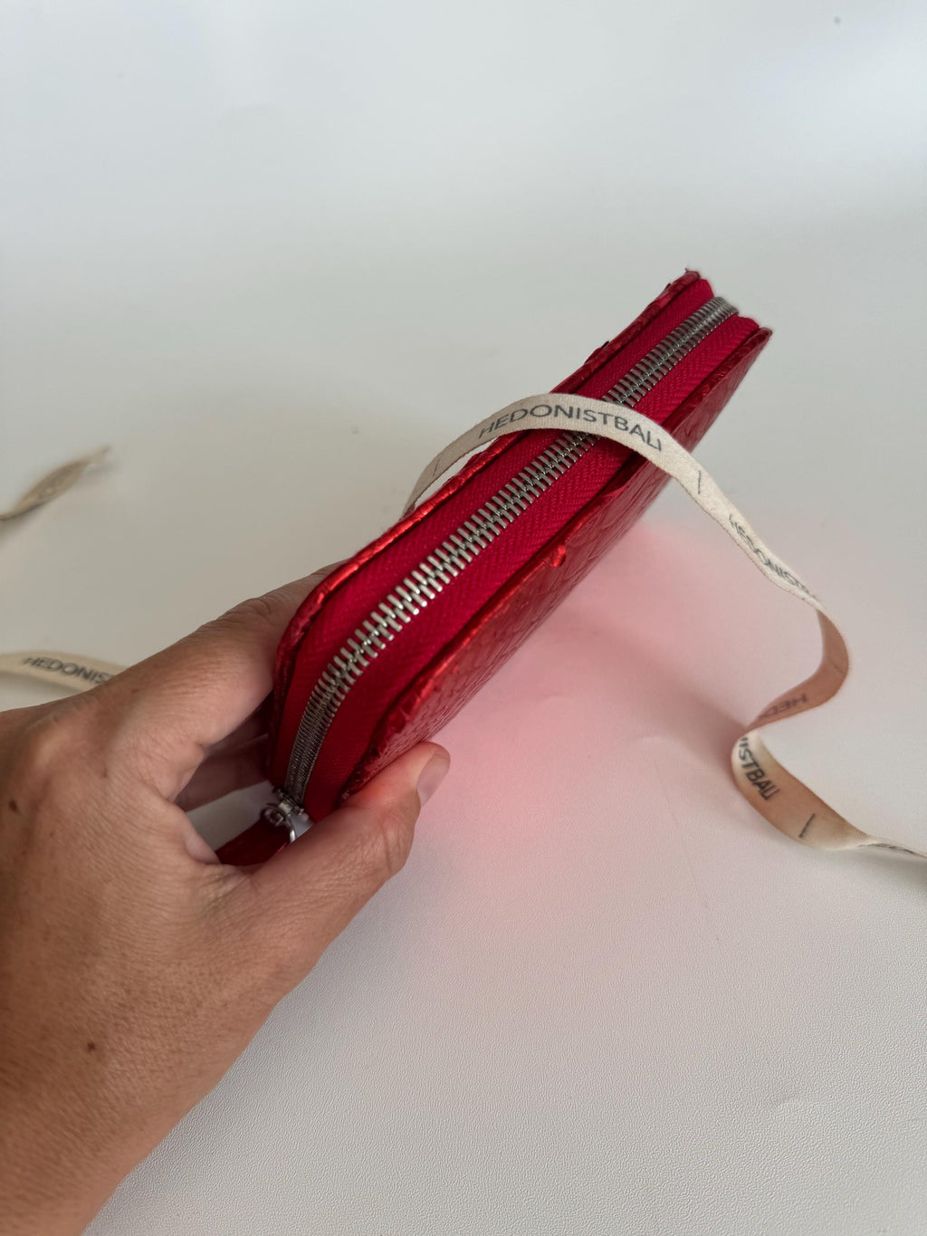 Genuine Python Skin Wallet — Red Foil